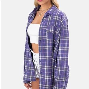 Adika Purple Plaid Oversized Flannel